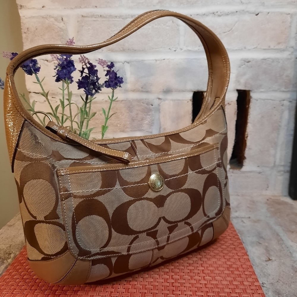 Coach Tan Signature Canvas Hobo Bag